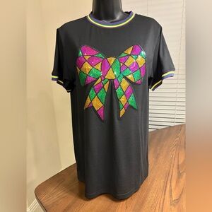 Sequin Mardi Gras Bow T-Shirt